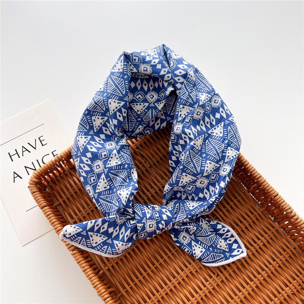 Cotton And Linen Small Square Scarf Silk Scarf Women'S Spring And Autumn New Style Artistic And Versatile Fashionable Temperament Headband Scarf