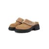 Fashion Autumn Winter Punk Style Warm Plush Slippers New Waterproof Platform 5cm Thick Heel Black Gray Outdoor Women's Shoes Size 34-43