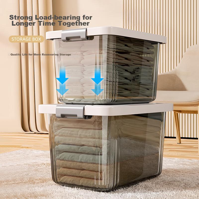 Jiadu Transparent Storage Box for Home And Car Use, Large Plastic Container for Clothes, Toys, And Organizatio