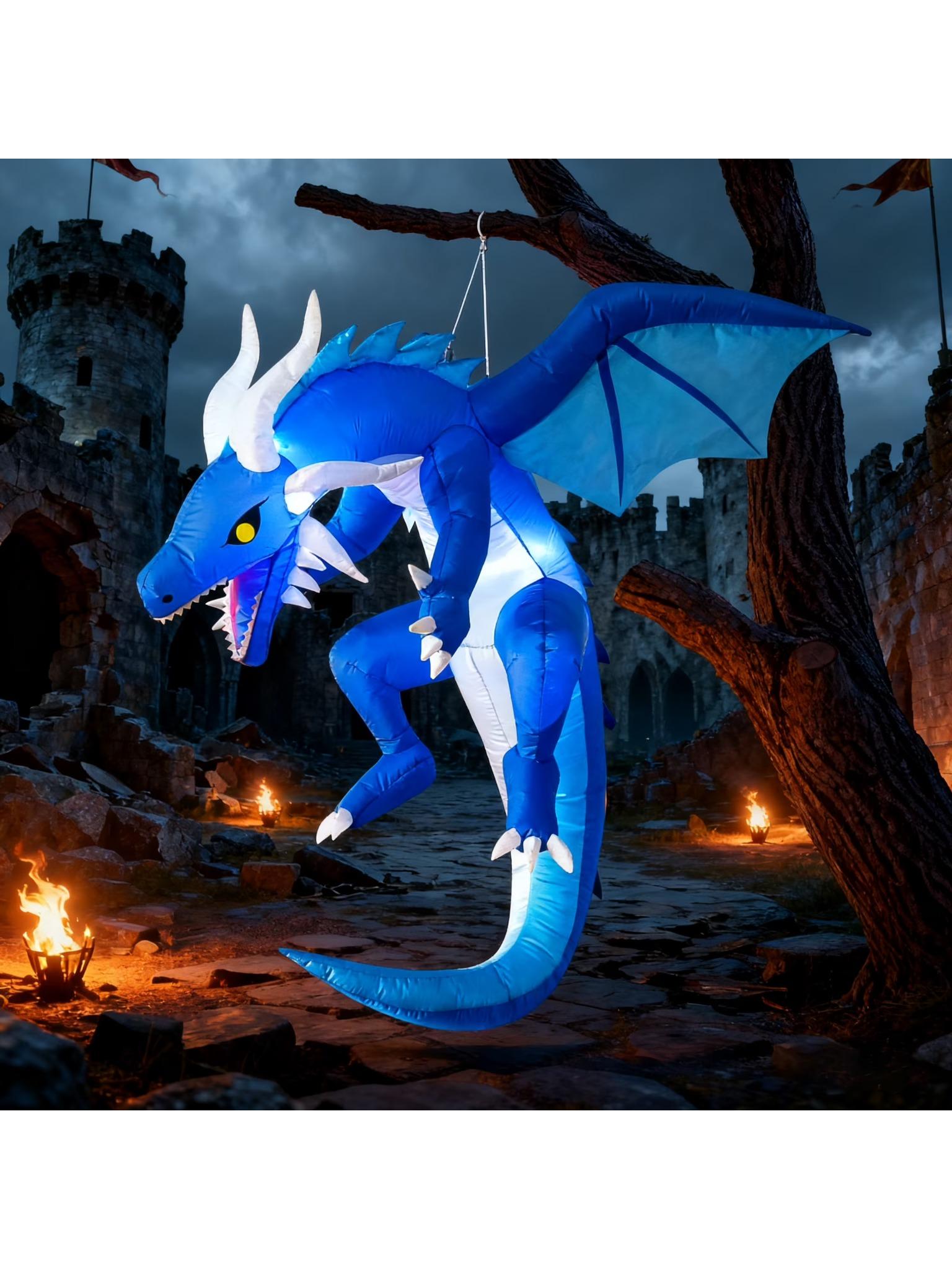 

Joyfy 5 FT Halloween Inflatable Ice Dragon Blue Hanging Flying Dragon Inflatable Halloween Blow Up Yard Decorations синий
