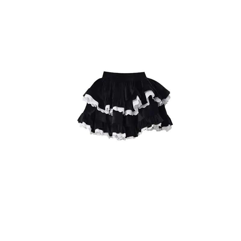 Women's Ruffled High-Waist Ballet Skirt - New Spring, Autumn & Winter Style, Slimming Princess Puffy Double-Layer Skirt