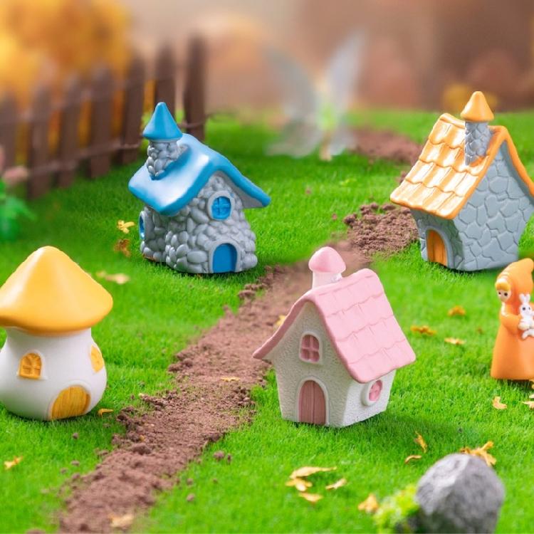 Cartoon House Sculpture Statue Funny Resin House Creative House Figurine House Funny House Collectible Mushroom Resin Crafts