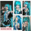 110cm Cosplay Wig  Anime Long Synthetic Hair Clips 2 Ponytails Lolita Wig for Halloween