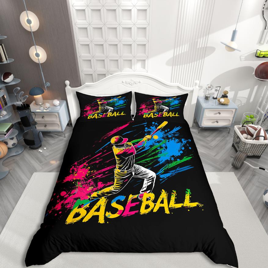 

Homewish Kids Handball Duvet Cover SetTeens Sports Bedding SetWatercolor Splashing Ink Bed Set For Boys AU Double(180*210cm)3pcs