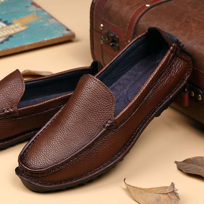 Fashion Genuine Leather Men Flat Designer Shoes Classic Casual Leather Formal Business Loafers New Brand Comfy Soft Bottom Driving Shoes