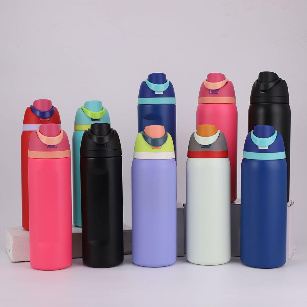 New Thermos Cup 24oz 32oz Insulated Cup Stainless Steel Space Kettle Water Bottle with Straw Vacuum Flasks for Car Outdoor Sport