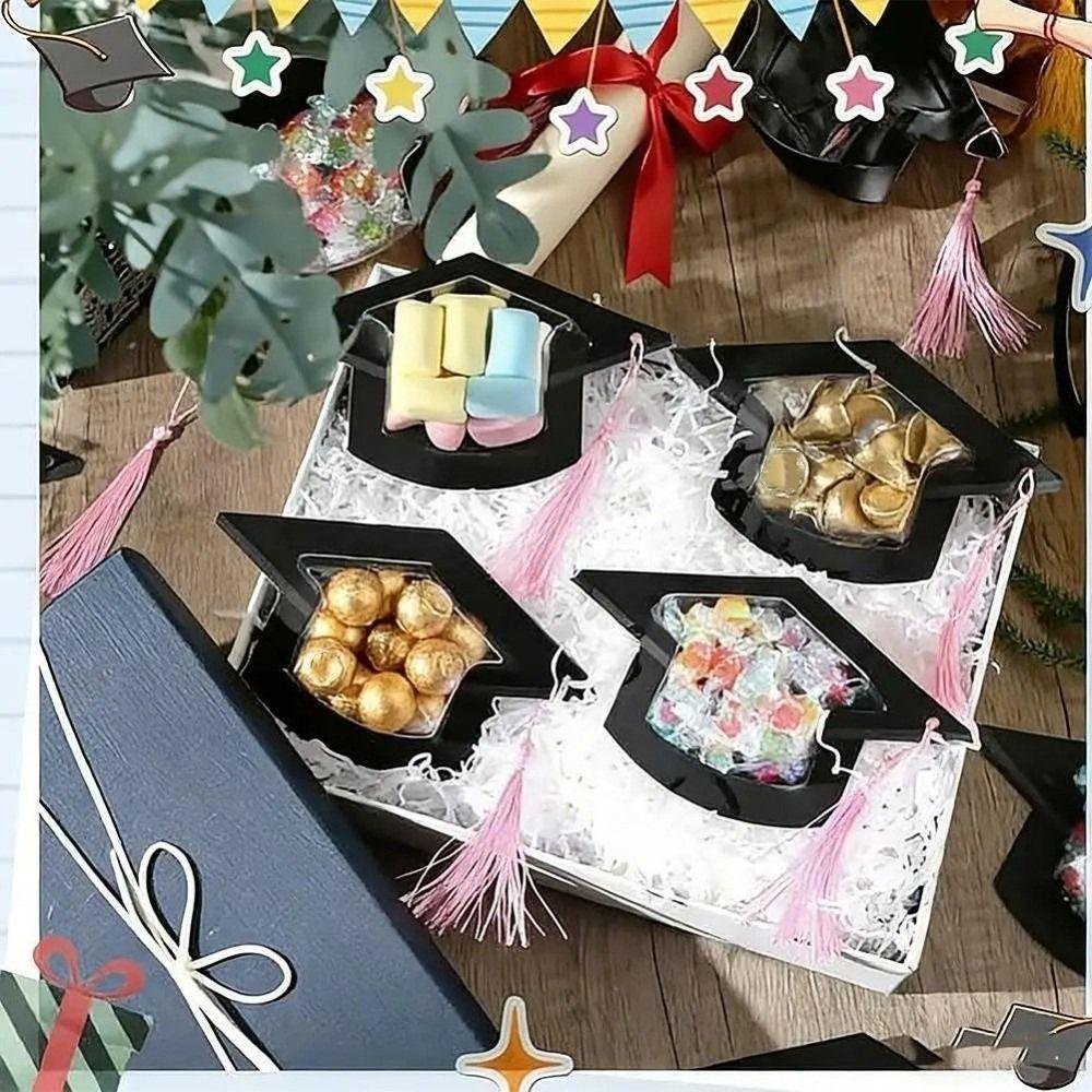 5/10Pcs DIY Grad Cap Candy Box Portable Gift Packing Box Party Favor Box  Students Teachers Gift