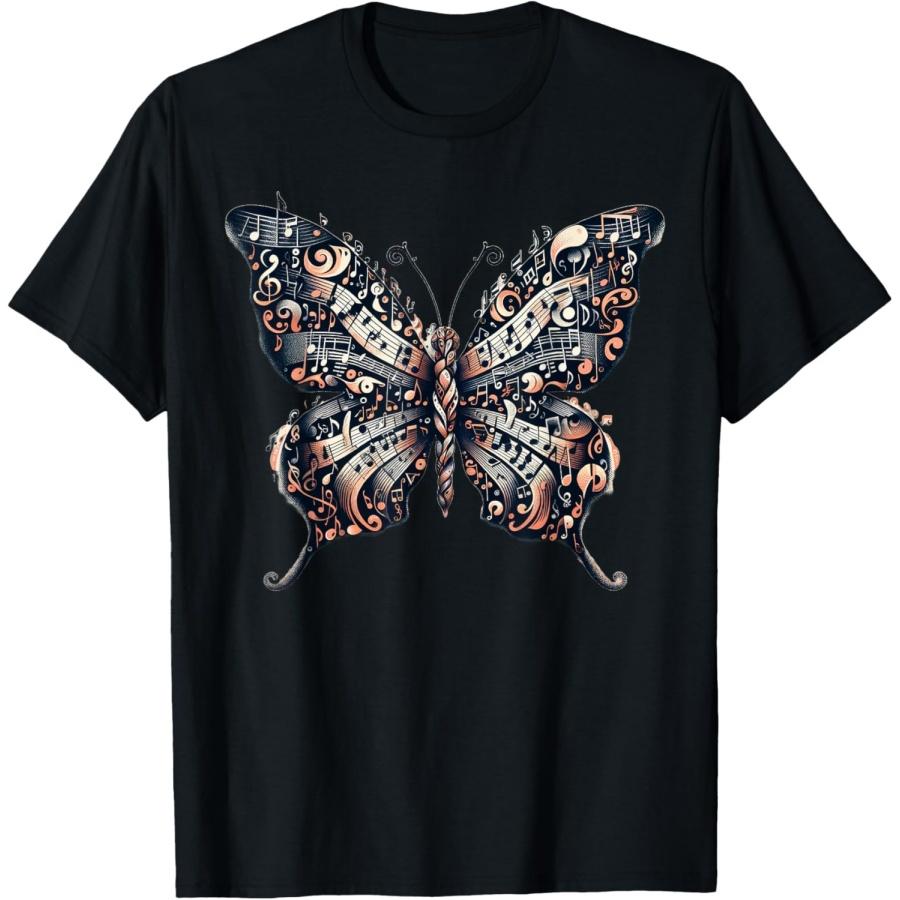Musical Notes Butterfly Music Musician T-Shirt S