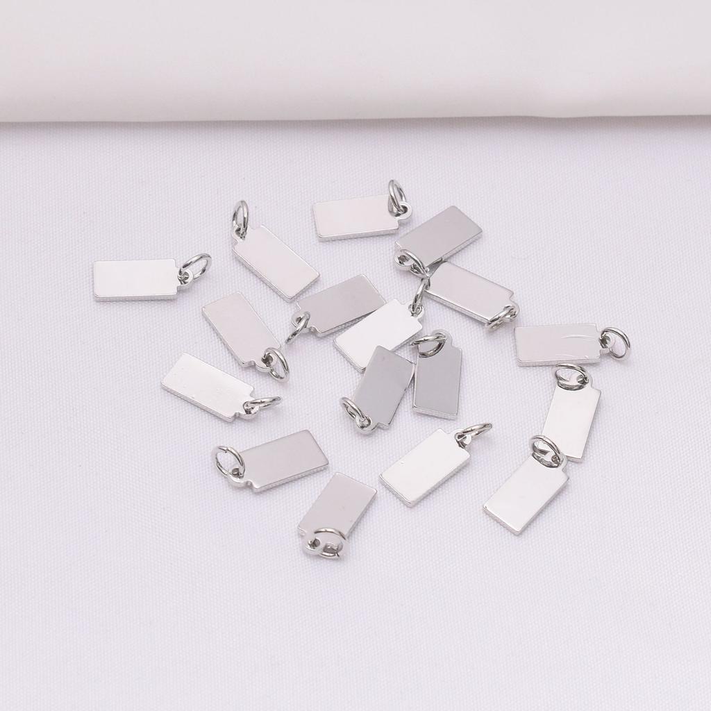 10pcs Color-Preserving 14K Gold-Wrapped Small Square Brand Pendant Jewelry Diy Accessories Necklace Bracelet Laser Engraving Letter Pattern Lettering