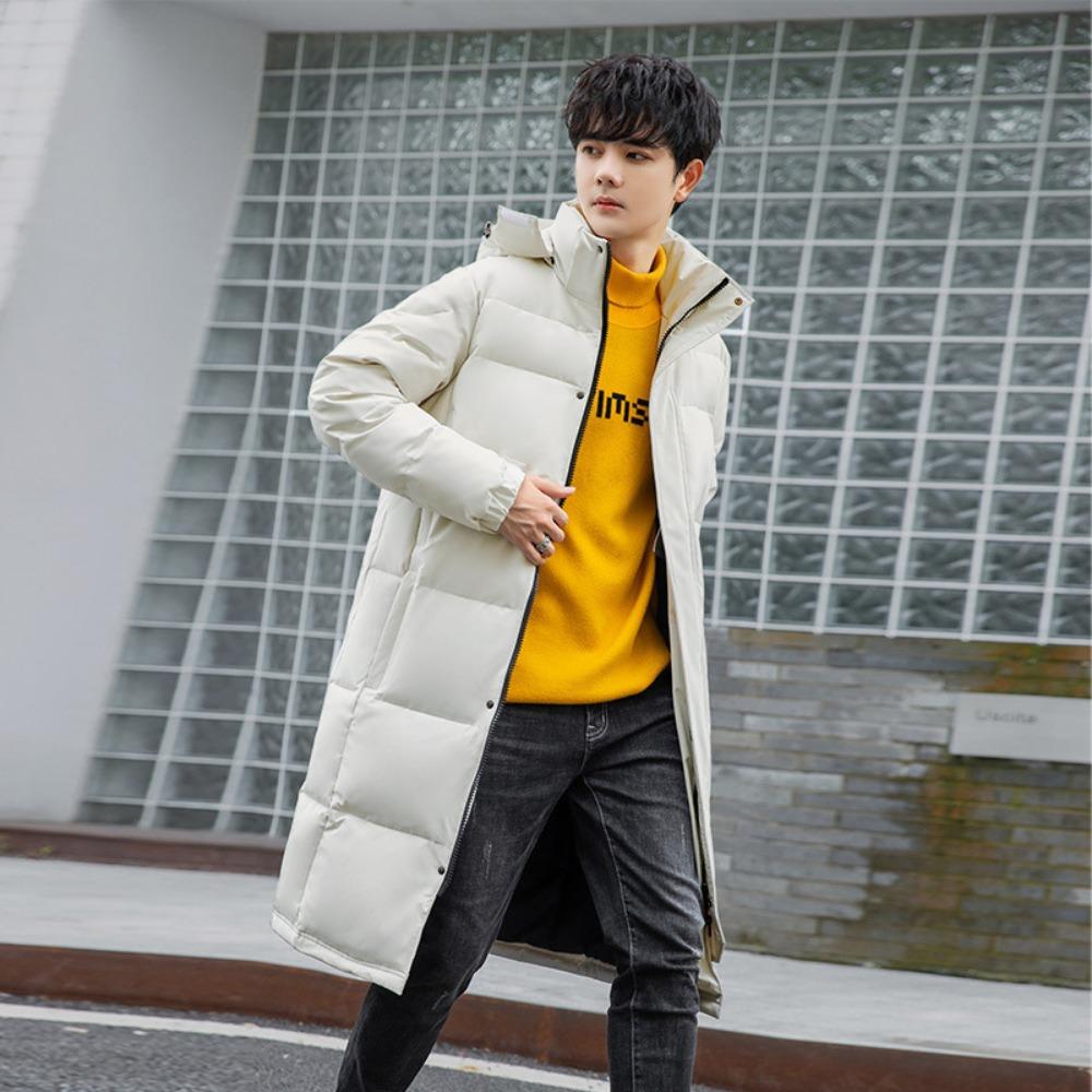 

Medium and long down jackets for teenagers and men in winter casual over the knee long fashion couples versatile loose down jackets S
