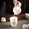 ZISIZ Mutton-Fat Jade Style White Porcelain Gaiwan 10-Piece Tea Set