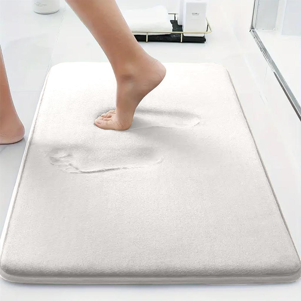 Solid Color Thickened Flannel Bathroom Absorbent Cushion Furry Toilet Shower Room Non-slip Floor Mat Entrance Mat