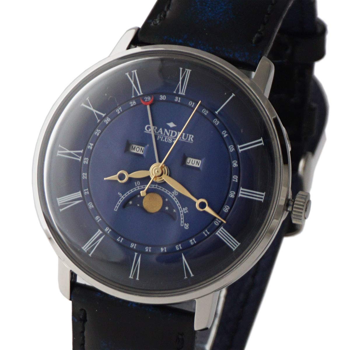 

GRANDEUR PLUS+ Японська шкіра Advantik потрійний календар і місячна фаза GRP014W2 чорний