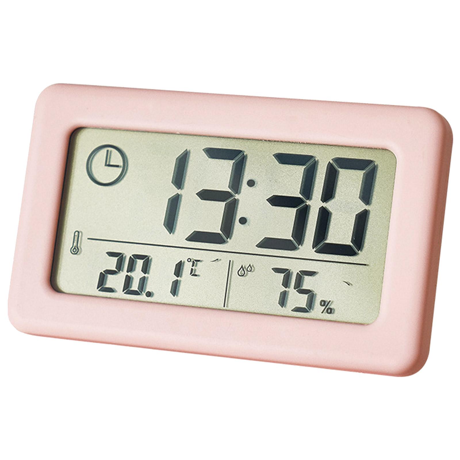 

Minimalist Battery Powered Clock with Integrated Thermo Hygrometer for Home Or Office рожевий