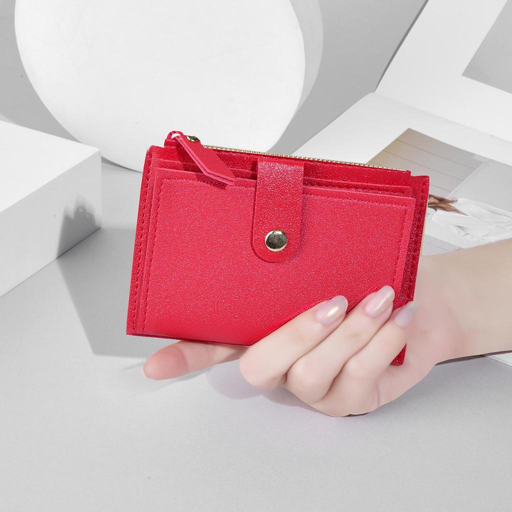 Women's Compact Wallet: 2025 Multi-Card Zipper Button Coin Purse, Ideal for Students