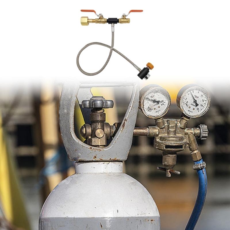Multifunction CO2 Bottle Refilling Tool with Pressure Gauges & 24inch Hose High Efficiency CO2 Tanks Filling Valves for CGA320