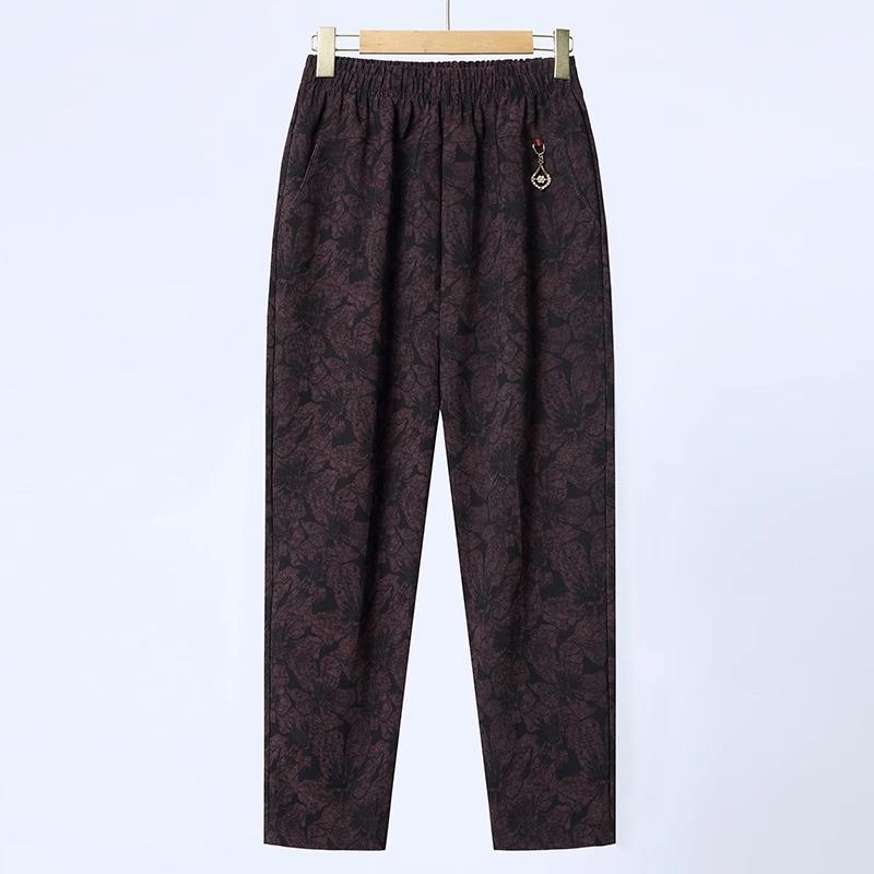 

Summer Crop Pants Thin Women s Plus Size Fashion Casual Classic Breathable Clothing Elastic Waist Flower Print 5XL