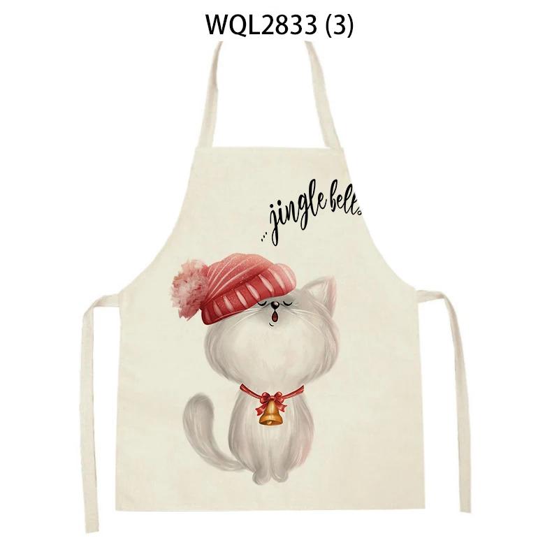 Animal Printed Kitchen Aprons Women Men Dinner Party Cooking Waist Bib Fox Cattle Bear Pattern Baking Pinafore Cleaning Apron