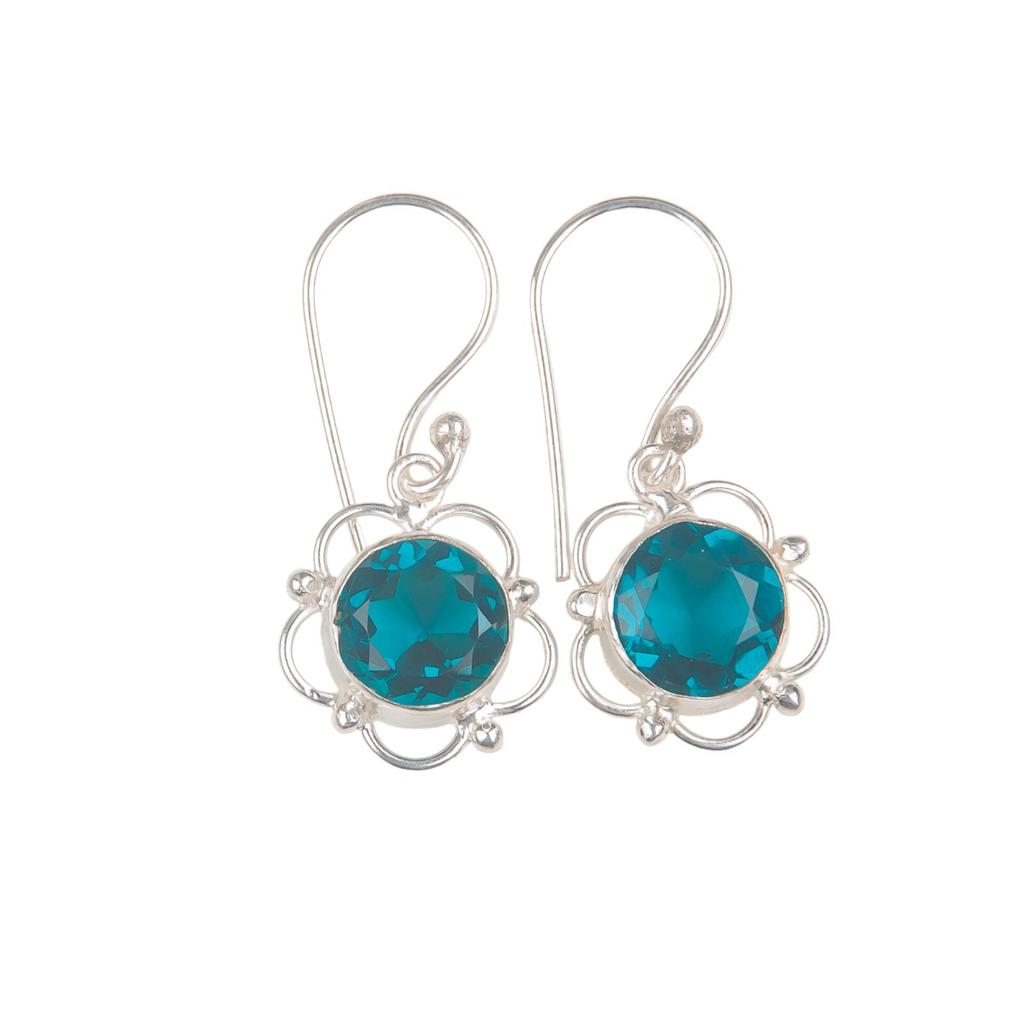 Apatite Gemstone 925Sterling Silver Jewelry Handcrafted Partywear Earrings 1.40" EE-56-12