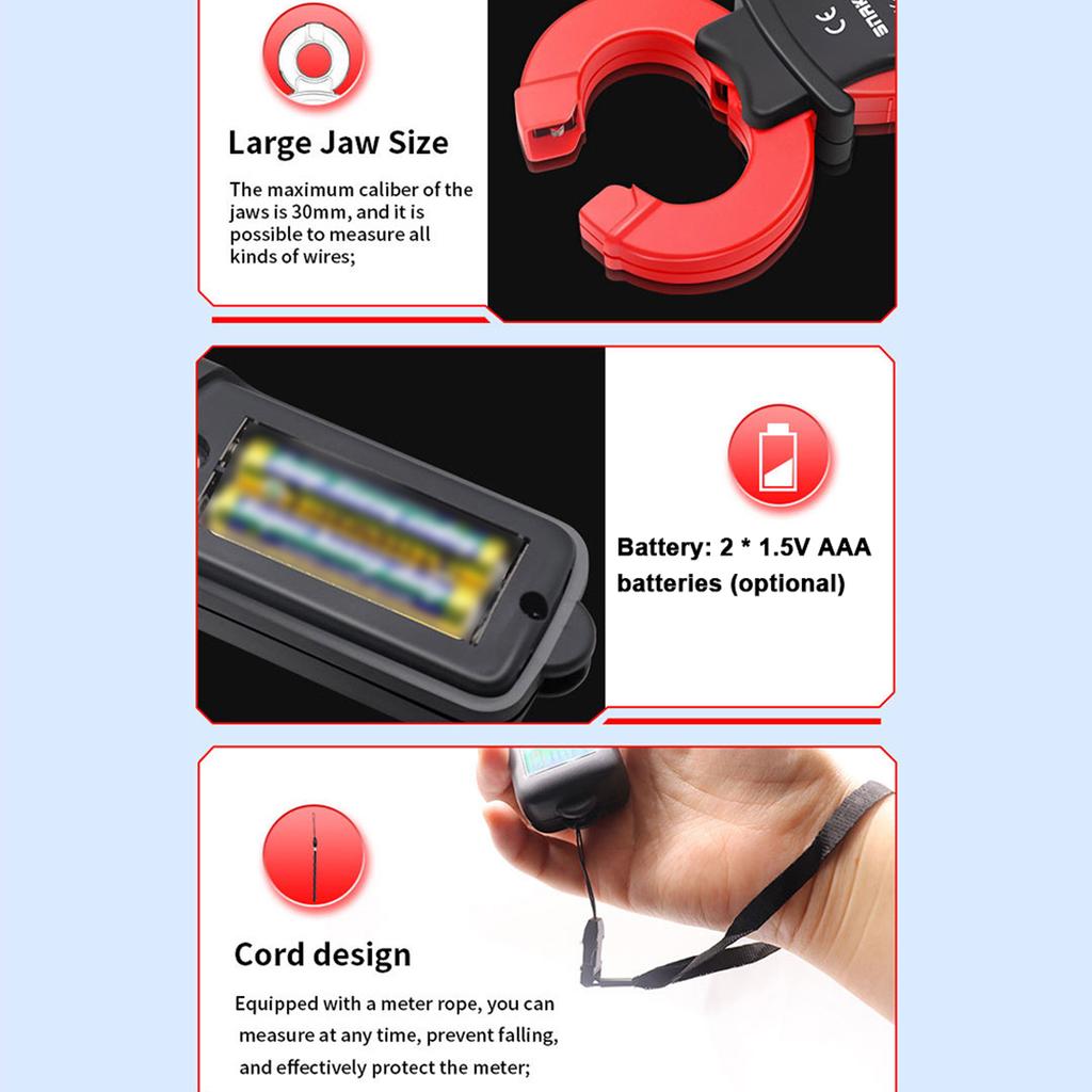 3 1 2 Digit Auto Ranging Digital Current Clamp Meter High Precise AC Measurement Tool 30mm Jaw with Data Hold Automatic