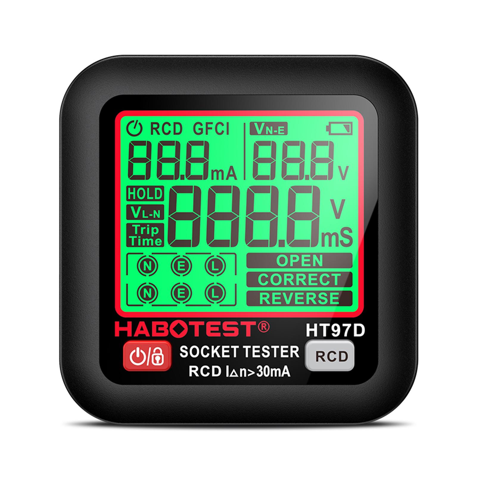 

HABOTEST HT97E Цифровий тестер розеток Тест напруги Великобританія Детектор розеток Інтелектуальний витік EU Plug чорний