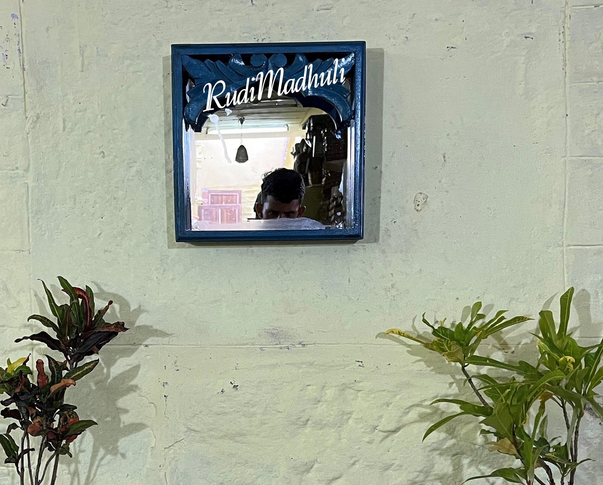 Hand Carved Wood Mirror Frame: Blue Jharokha Wall Decor разноцветный