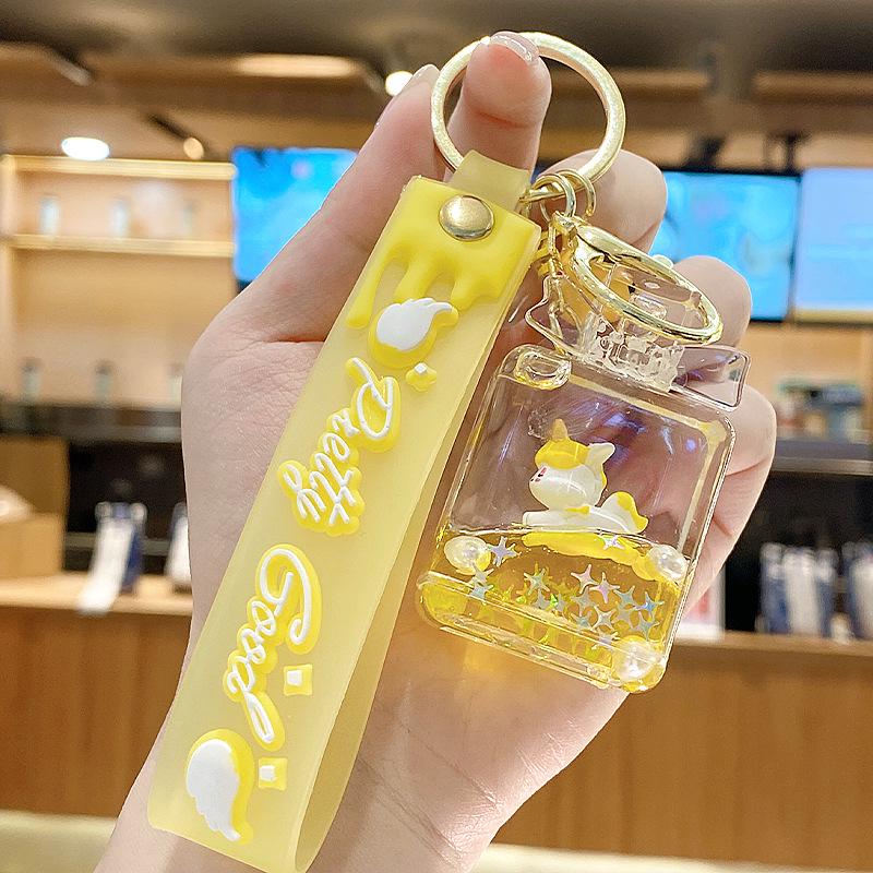 Purple Star Liquid Quicksand Keychain with Cherry Blossom Oil-Filled Pendant - Cute 3D Backpack Charm for Women