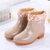 Fashion cotton water shoes adult rain shoes women's thickened rain boots rainy days fleece thermal rubber shoes overshoes non-slip