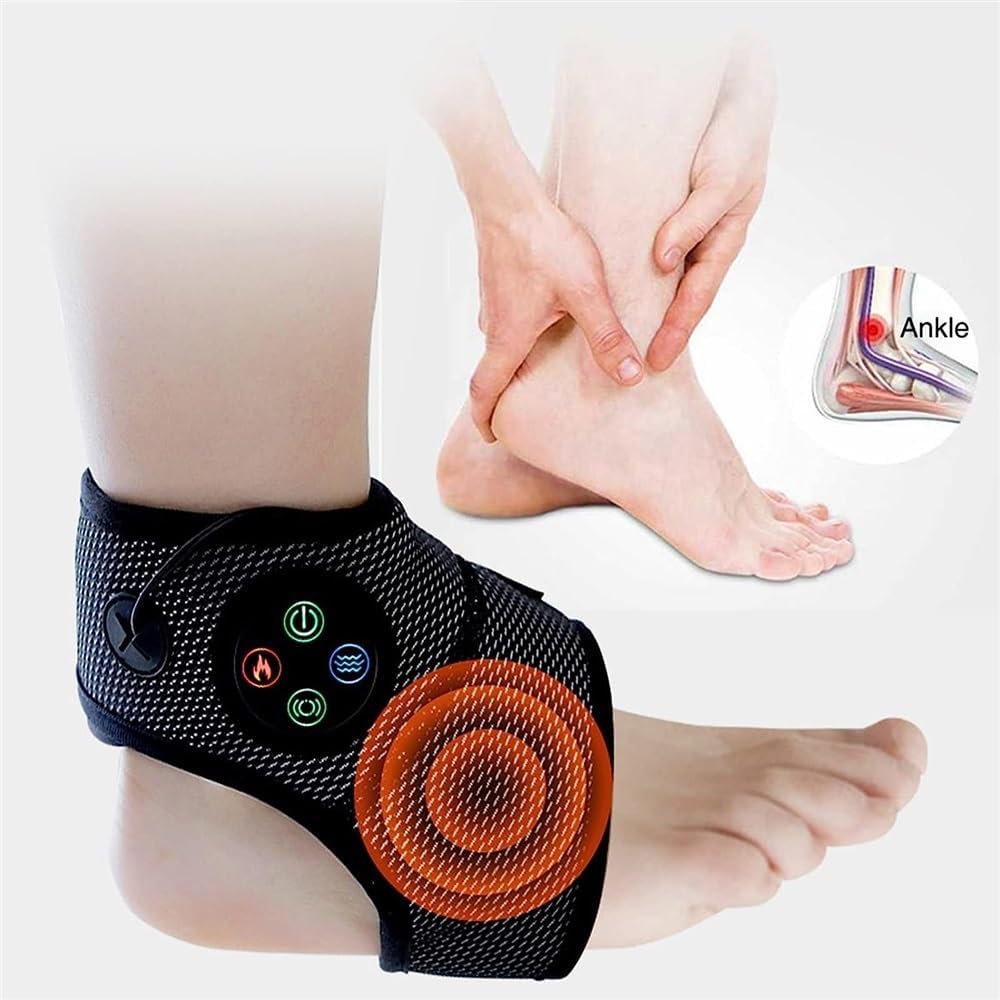 Electric Ankle Massager, Heating Vibration Foot Ankle Massager Pressure Therapy Massage Strain Joint Ligament, for Recovery of A