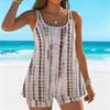 Women's Swimwear Tankini 2 Piece Swimsuit Geometric Color Collision Pattern Vacation Bathing Suits