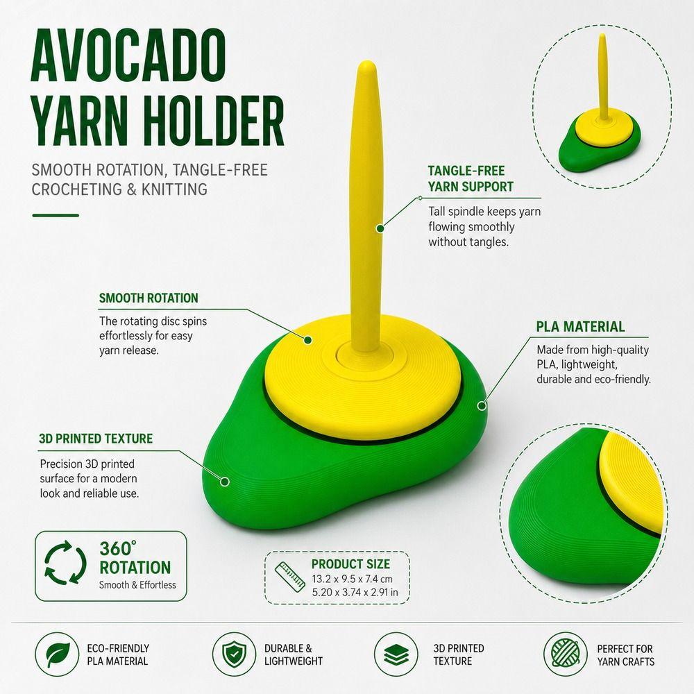 Smooth Rotating Yarn Holder Avocado Design Yarn Organizer Yarn Spool Holder Crochet Supplies