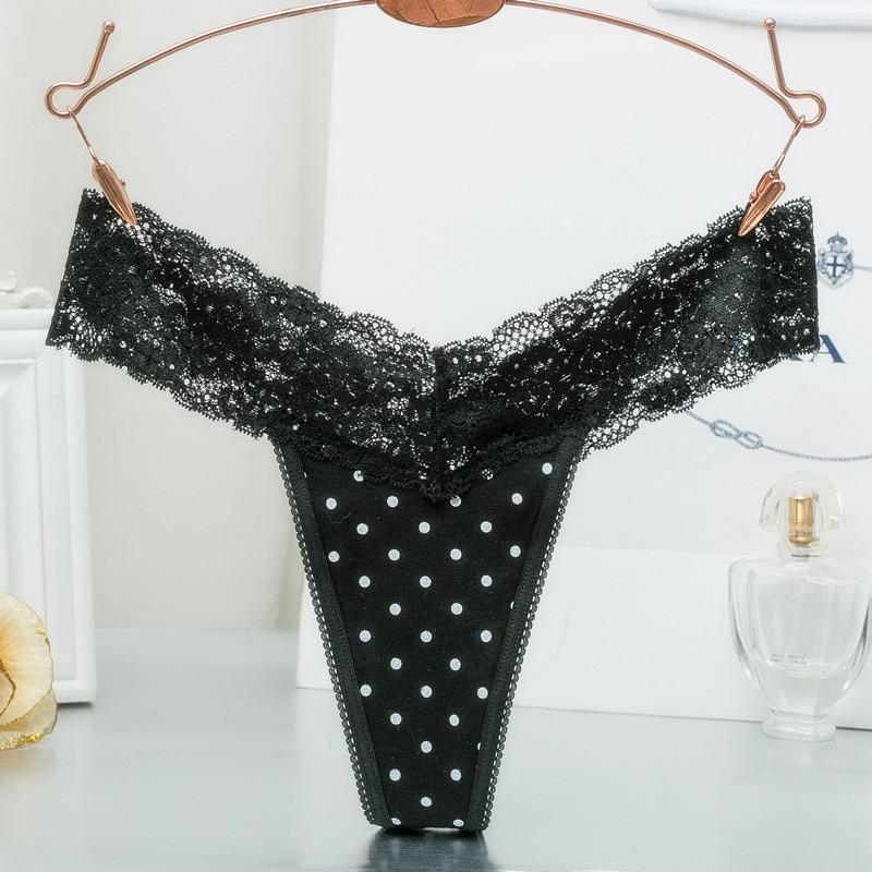 

Нижнее белье из хлопка, сексуальные кружевные трусы, женские стринги с полосками и леопардовым принтом, дышащее, удобное нижнее белье S чёрный
