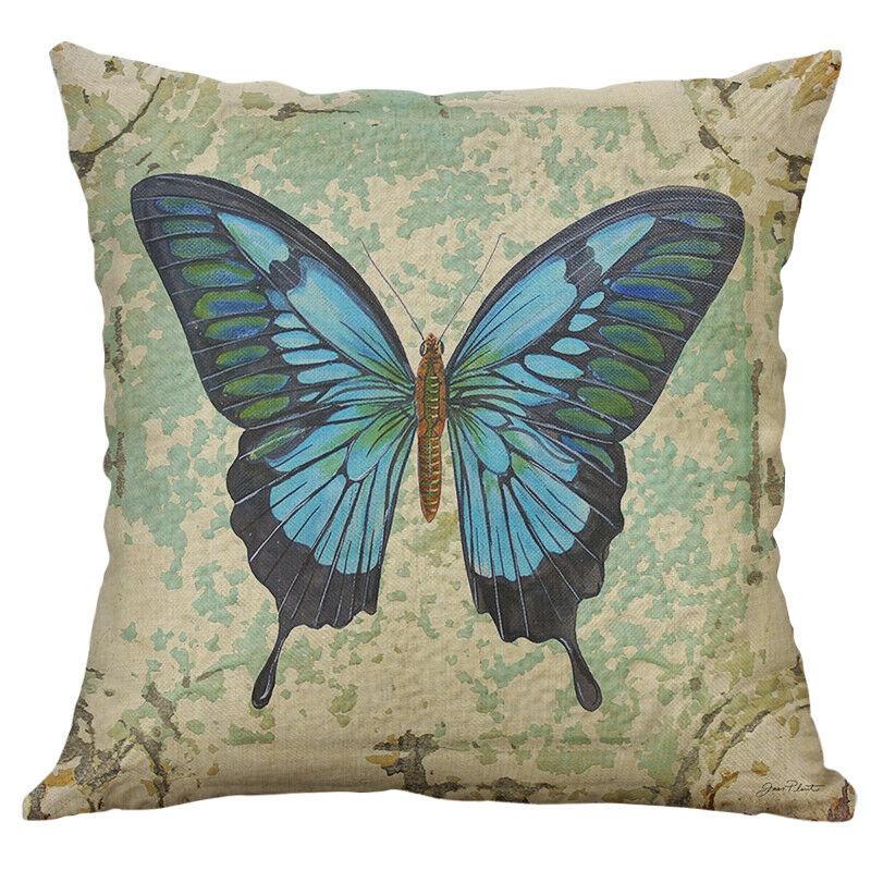Elegant 18" Butterfly Bees Cotton Linen Pillow Case For Stylish Home Decor