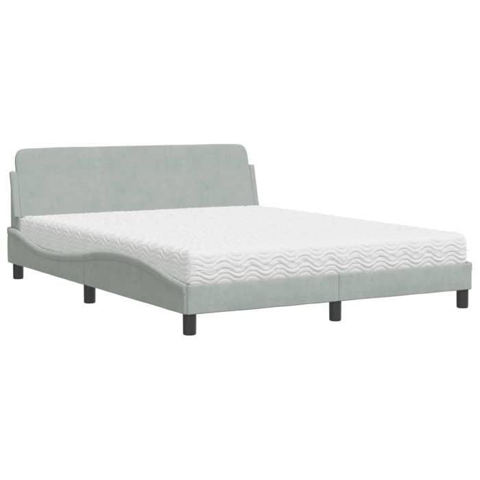 VidaXL Lit avec matelas gris clair 160x200 cm velours 3208431