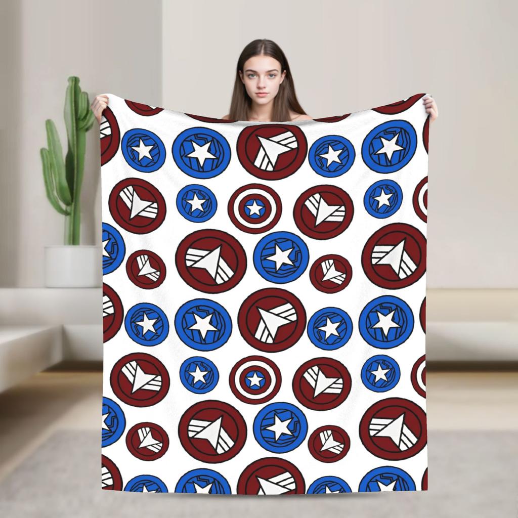 Captain America Flannel Blanket  Funny Throw Blanket for Bed Sofa Couch 150*125cm Plush Thin Quilt