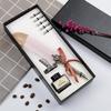 European Retro Feather Calligraphy Set: Oblique Nib Dip Pen with Holder and Ink Engraving