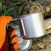 Outdoor Titan Leicht Tragbar Tee Kaffee Tasse Faltbarer Griff Camping Wasserbecher für Wandern Reisen