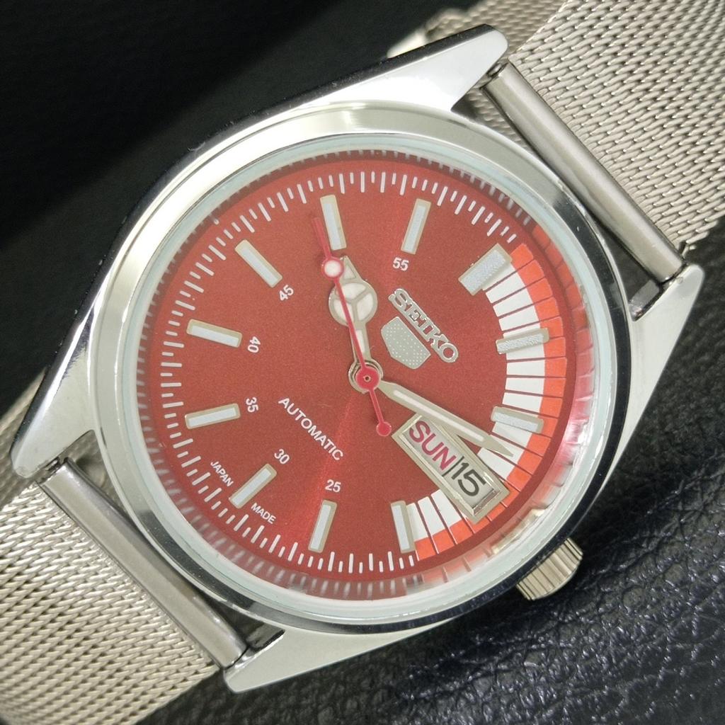 

SEIKO 5 AUTOMATIC VINTAGE REFURBISHED 6309A JAPAN MENS RED DIAL WATCH a440728-4 Sk-a440728