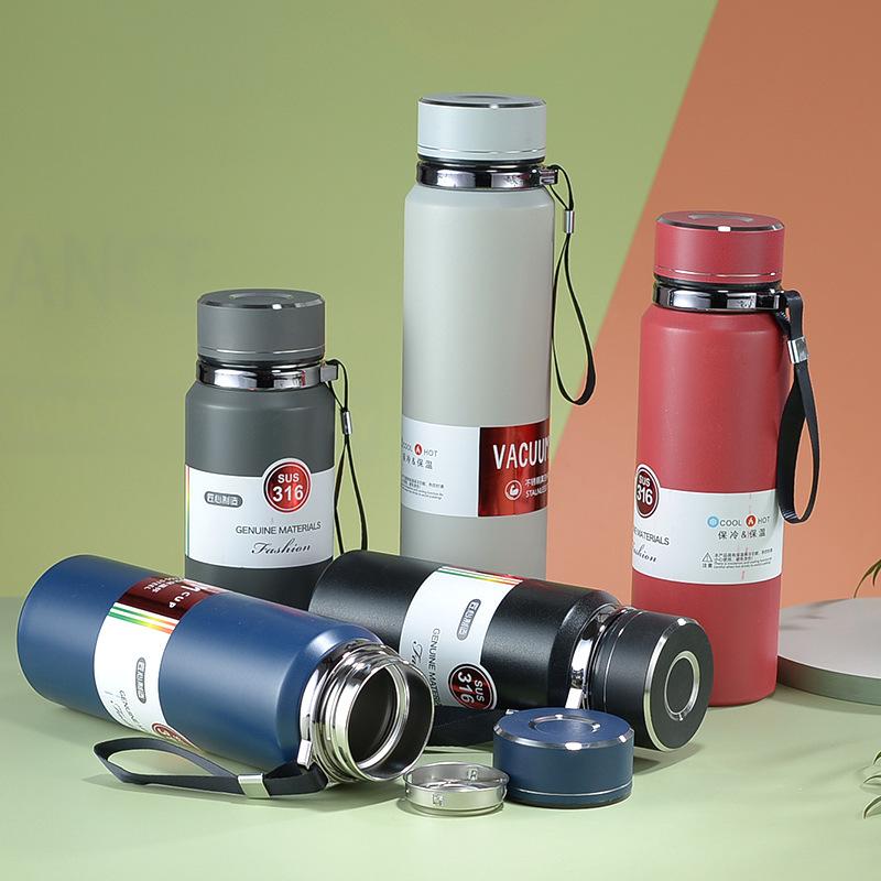 Portable Stainless Steel Thermos Cup Outdoor Sports Cup with Lifting Rope Sports Cup Tea Separation Sling Cup