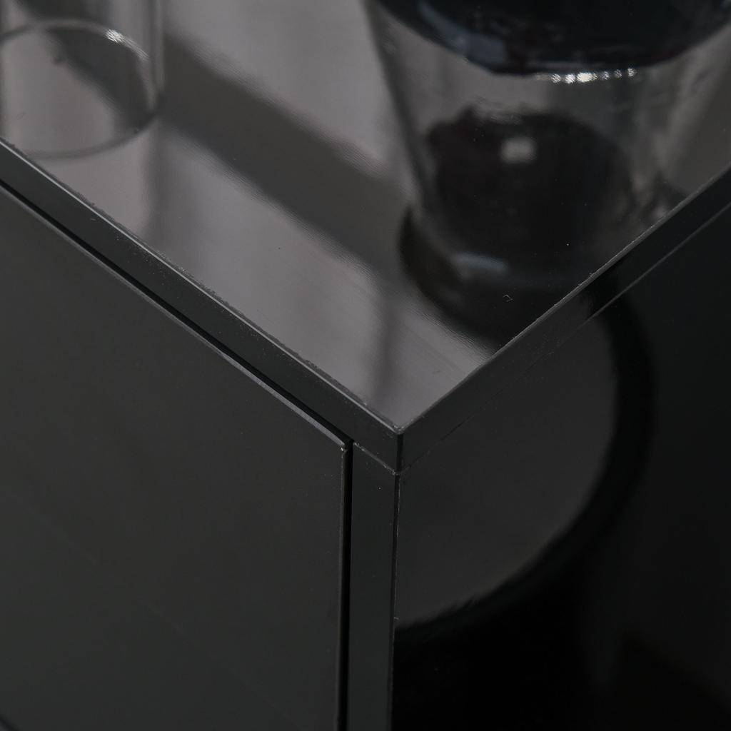 High Gloss Frame Sideboard, Push-Open Design with 2 Drawers for Living Room, Bedroom, 74H X 79W X 36Dcm, Black