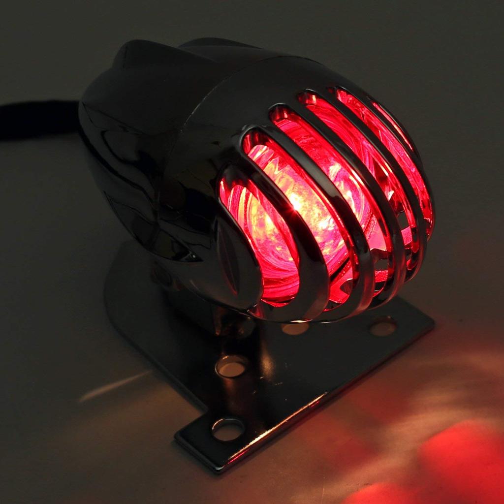 nakira Motorcycle Taillight, Bullet-Shaped, for Magna Shadow SR, TW200, CRF250M, and FTR (NKR1089), Plated Silver
