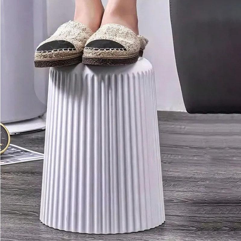 1pc Simple Striped Trash Can, Paper Basket Bin For Bedroom, Living Room, Bathroom, Waste Management Container