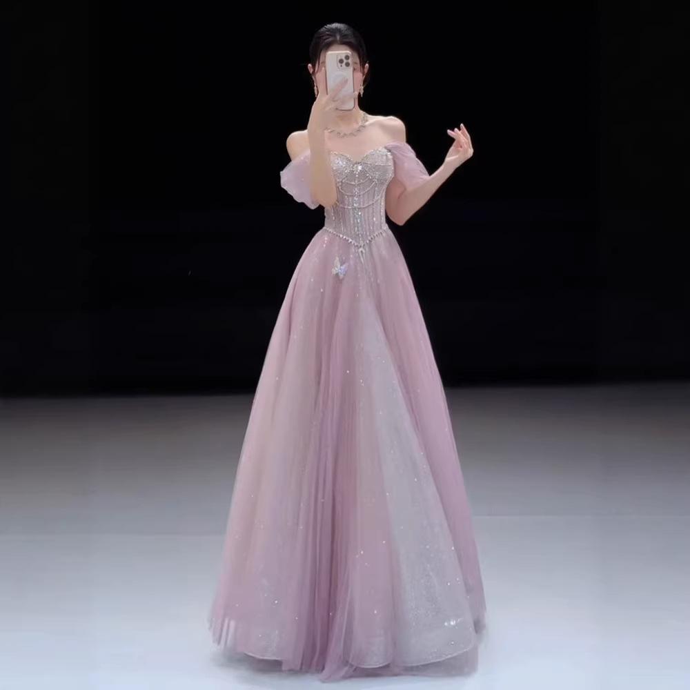 Leichter Luxus Bankettkleid Kleid Nische High-End Toasting-Kleid Braut Verlobungsbankett High-End Temperament Abendkleid