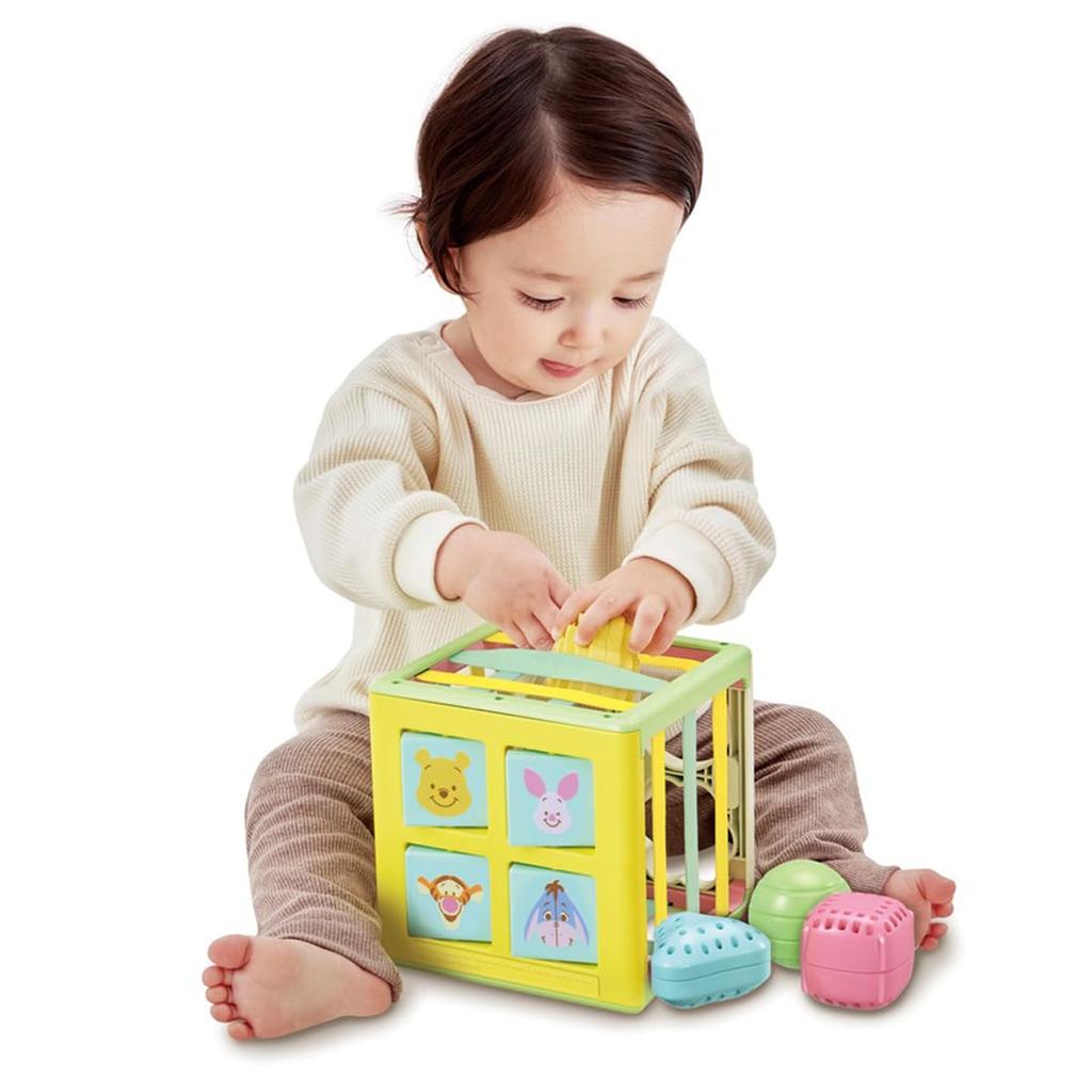 TAKARA TOMY Disney Pull Out and Put String X String Educational Cube Winnie the Pooh In!