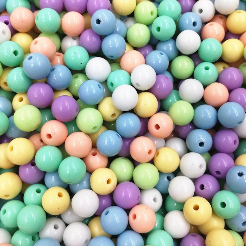 

Креативные пластиковые разноцветные бусины 6/8/10/12 мм, аксессуары для ювелирных изделий ручной работы «сделай сам» 10mm &50Pcs разноцветный