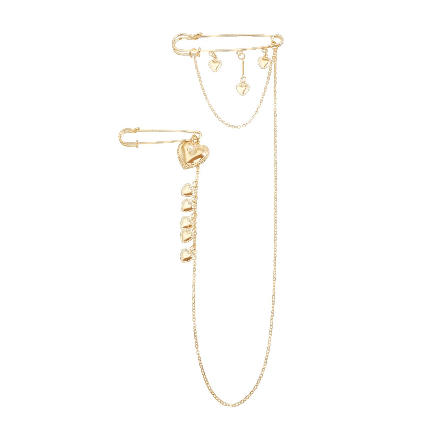 

Retro love brooch connected functional closure clothing pin accessories золотой