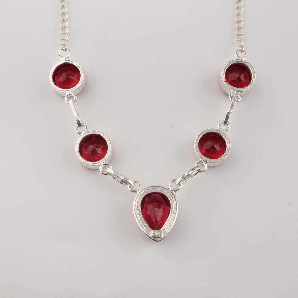 Natural Pink Rubellite Gemstone Silver Necklace 16-18" 925 Sterling Silver Handcrafted Jewelry RN-3-11