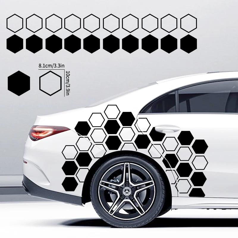 10PCS Hollow/solid Honeycomb Car Stickers DIY Sport Auto Side Door Decoration Vehicle Whole Body Vinyl Decals Open Style Styling