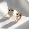 Hot-selling Earrings, Cute Diamond-encrusted Zircon Owl Stud Earrings, Small and Delicate Animal Earrings.