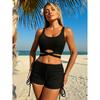 Sommer Schwarz Separate Badeanzüge Tankini Set Damen Bademode Sport Strandbekleidung Zweiteilige Badeanzüge Pool Frauen Badeanzug